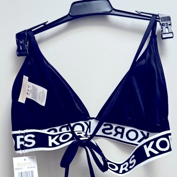 MICHAEL KORS Women Logo-Elastic String Bikini Top Black Swimsuit swim wear - Picture 7 of 9